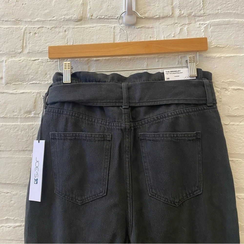 Joe's Jeans || Brinkley High-Rise Paperbag Straight Jeans Belted Black 28‎ NWT